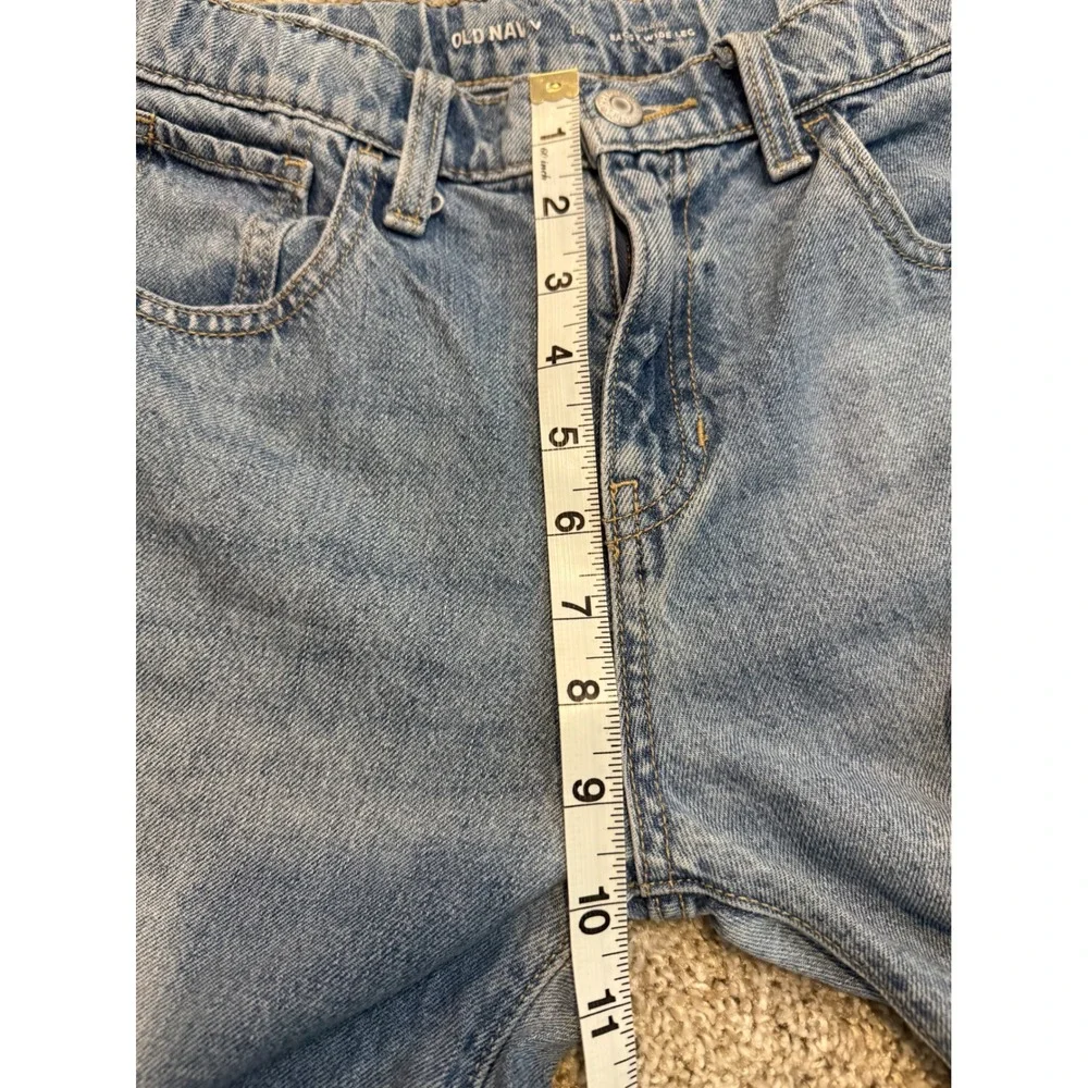 Old Navy Girls High Rise Baggy Wide Leg Denim Jeans Size 14 Blue Distressed